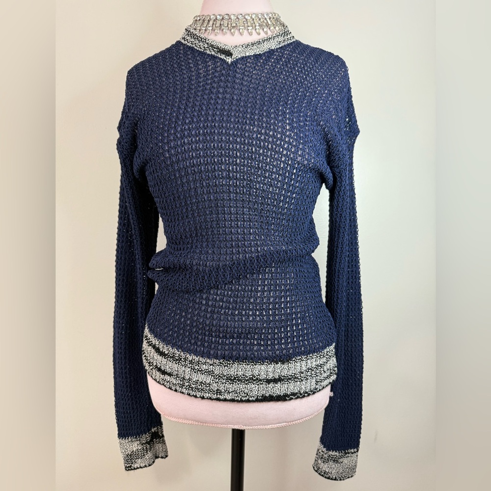 Versus Versace Navy, Gray & white Women's Long sleeve Sweater in size 40